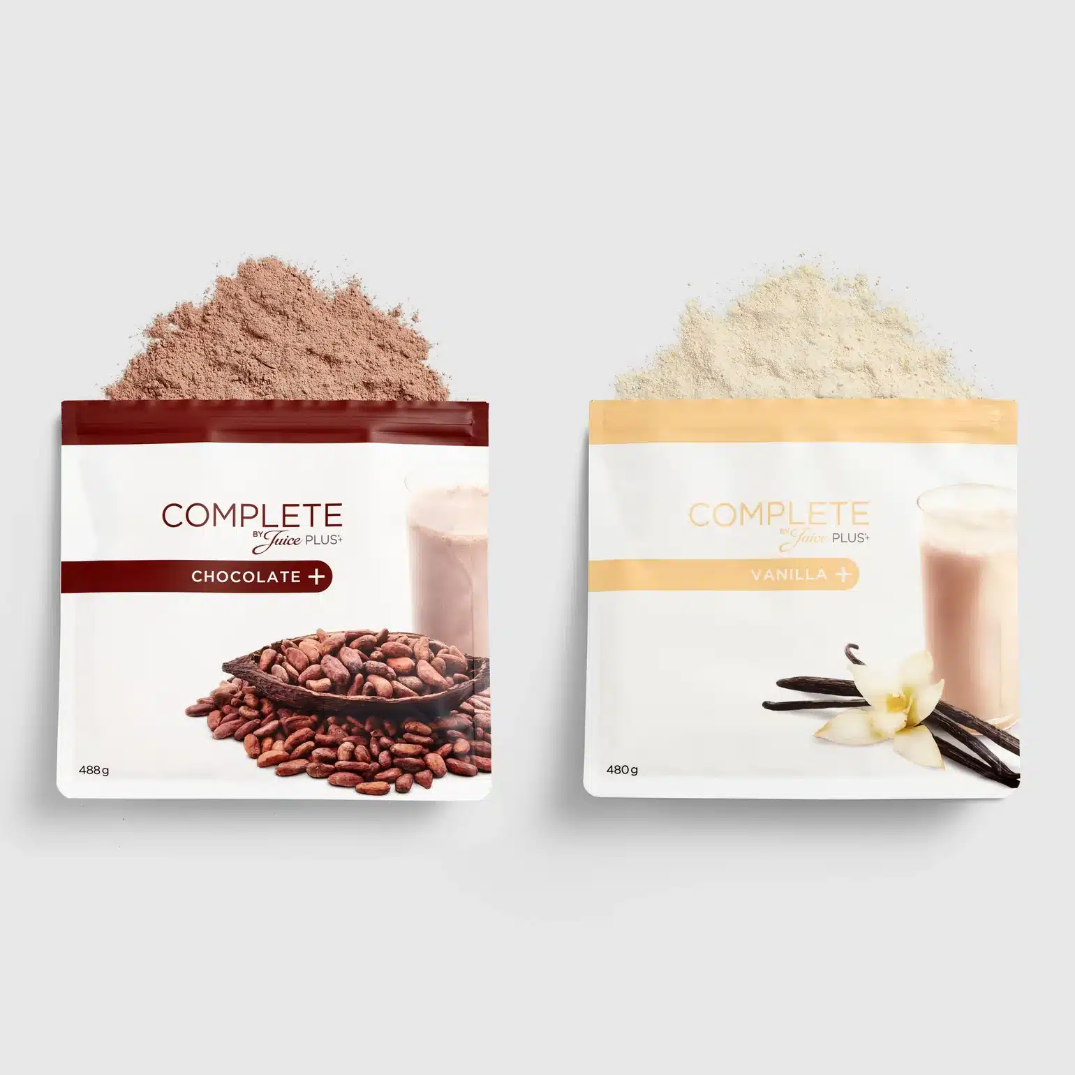 Juice Plus+ Shake Selection offen mit Pulver